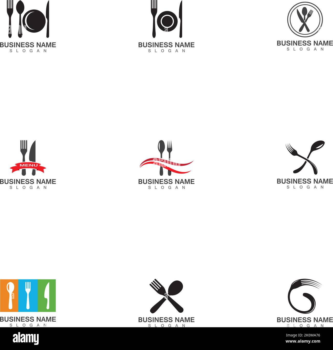 Fork, knife and spoon icon logo vector template.design for restaurant ...