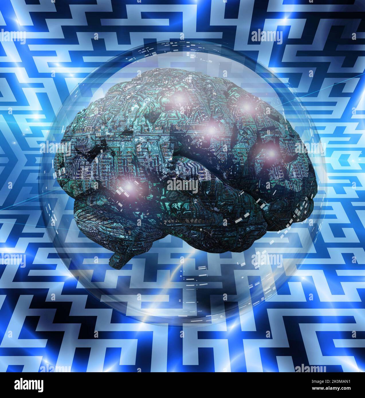 Human brain inside crystal sphere. 3D rendering Stock Photo - Alamy