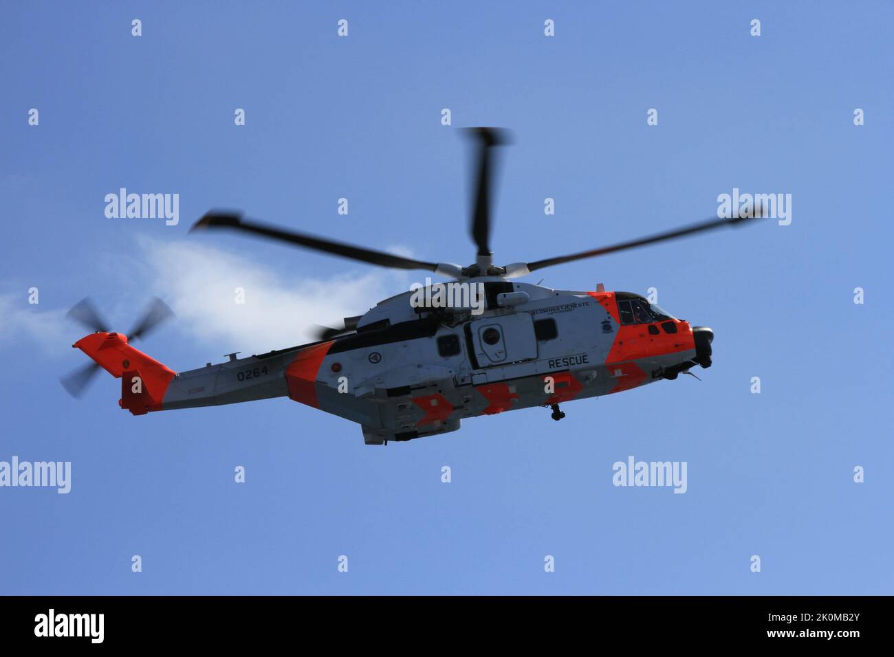 Emergency Marine evacuation by helicopter from a cruise ship in the North Sea Stock Photo