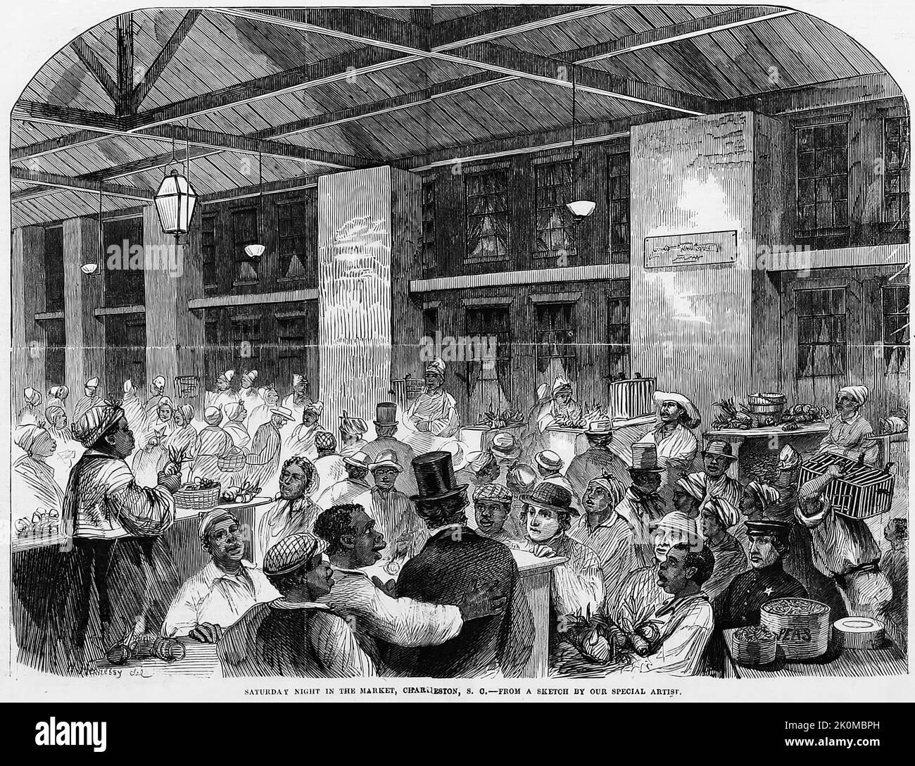 Saturday night in the Market, Charleston, South Carolina (1860). 19th