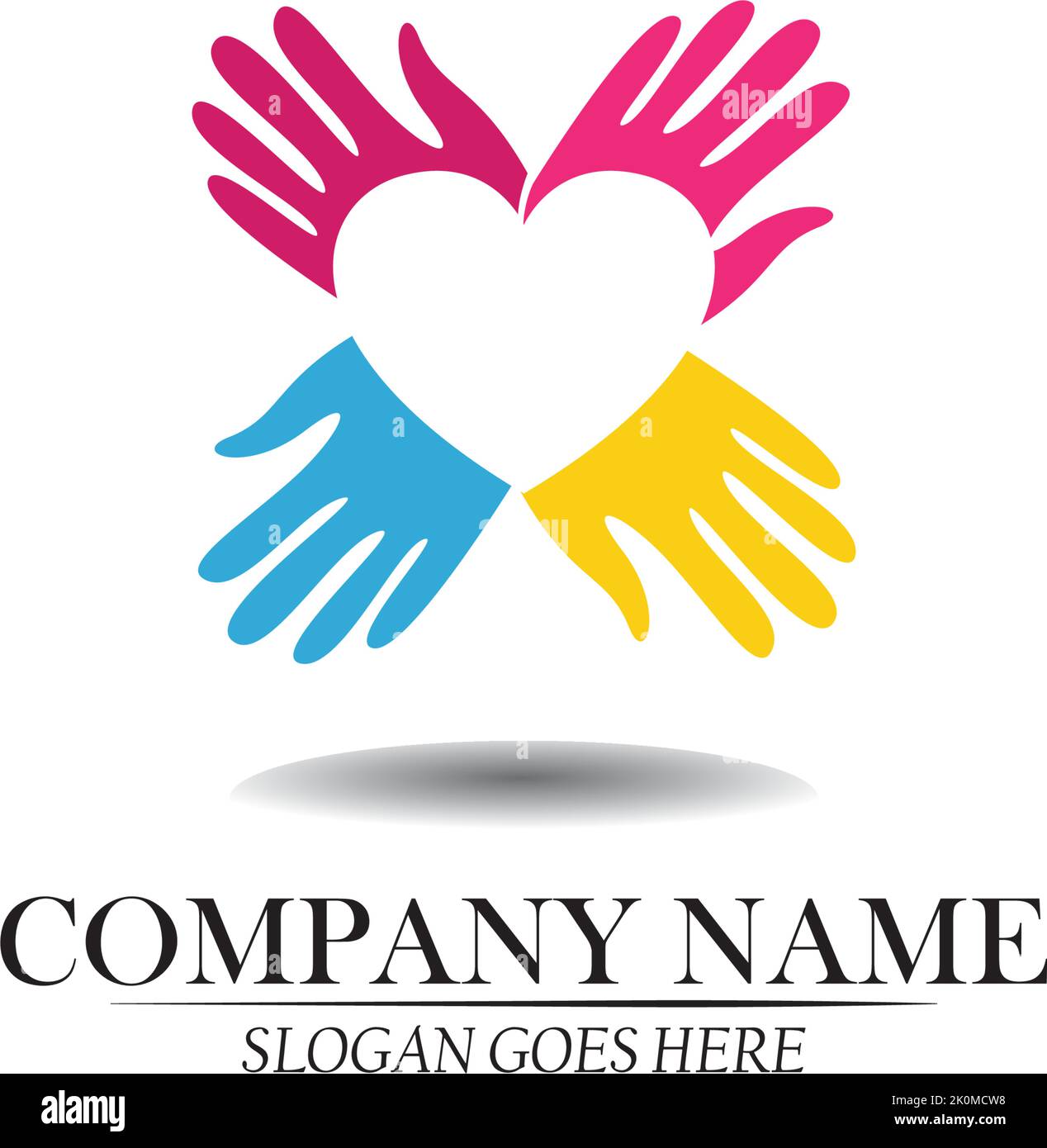 Hand and Love Logo Design icon template Stock Vector