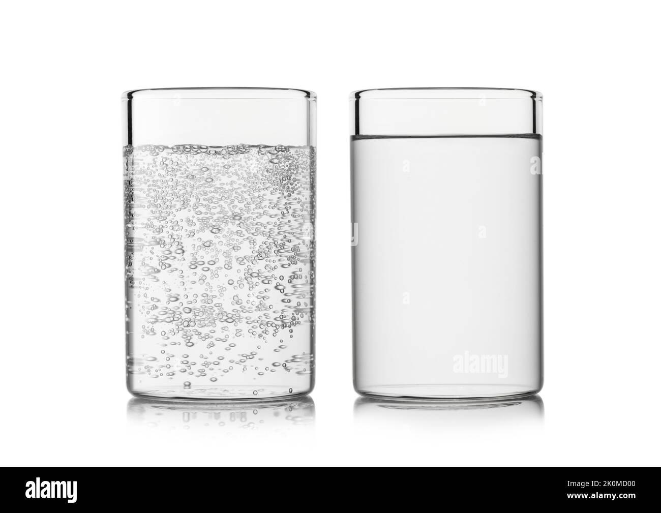 Mineral sparkling and still water in highball glass on white. For active and healthy lifestyle. Stock Photo