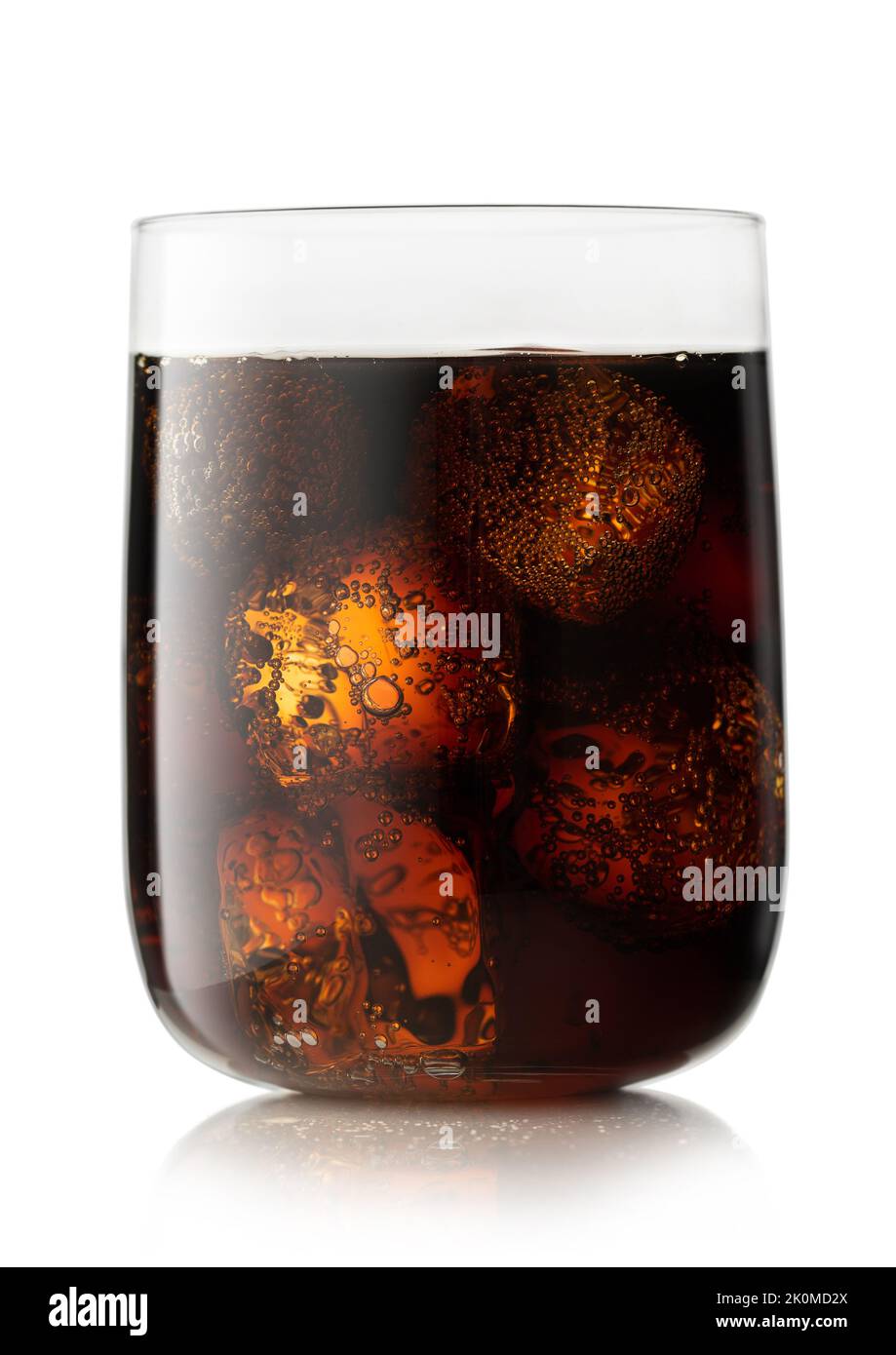 Cola soda soft drink with ice cubes in large glass on white Stock Photo ...