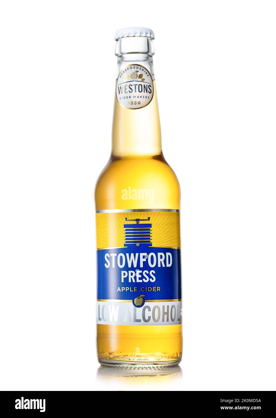 LONDON, UK - JUNE 30, 2022: Bottle of Stowford apple cider on white. Stock Photo