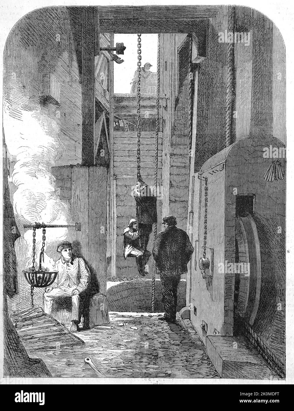 Eingang zur Mine von New Hartley, Kohle Bergwerk, Northumberland, 1869, England  /  Entrance to the mine of New Hartley, coal mine, Northumberland, 1869, England, Historisch, digital restaurierte Reproduktion einer Originalvorlage aus dem 19. Jahrhundert, genaues Originaldatum nicht bekannt  /  historical, digital improved reproduction of an original from the 19th century Stock Photo