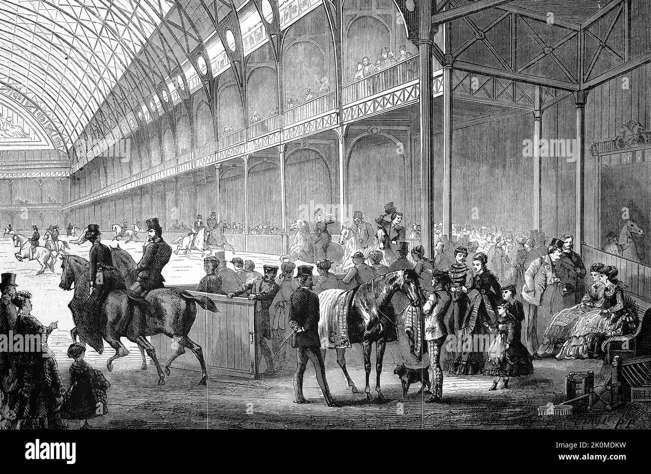 neue Reitschule im Palast der Industrie, Industriepalast, 1869, Champs-Elysees, Paris, Frankreich  /  new riding school in the Palace of Industry, Palace of Industry, 1869, Champs-Elysees, Paris, France, Historisch, digital restaurierte Reproduktion einer Originalvorlage aus dem 19. Jahrhundert, genaues Originaldatum nicht bekannt  /  historical, digital improved reproduction of an original from the 19th century Stock Photo