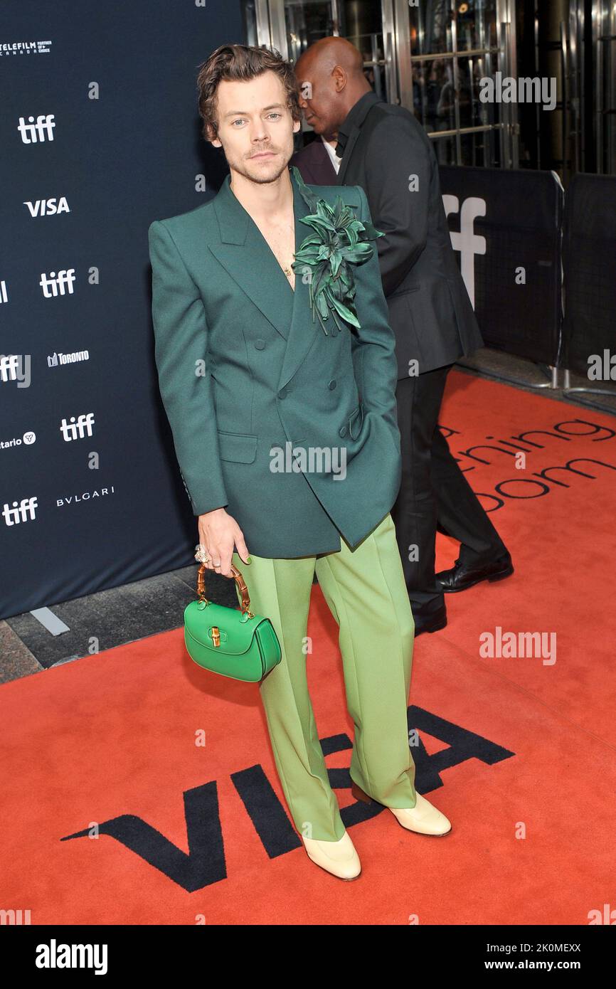 Harry Styles Green Gucci Handbag at Toronto Film Festival