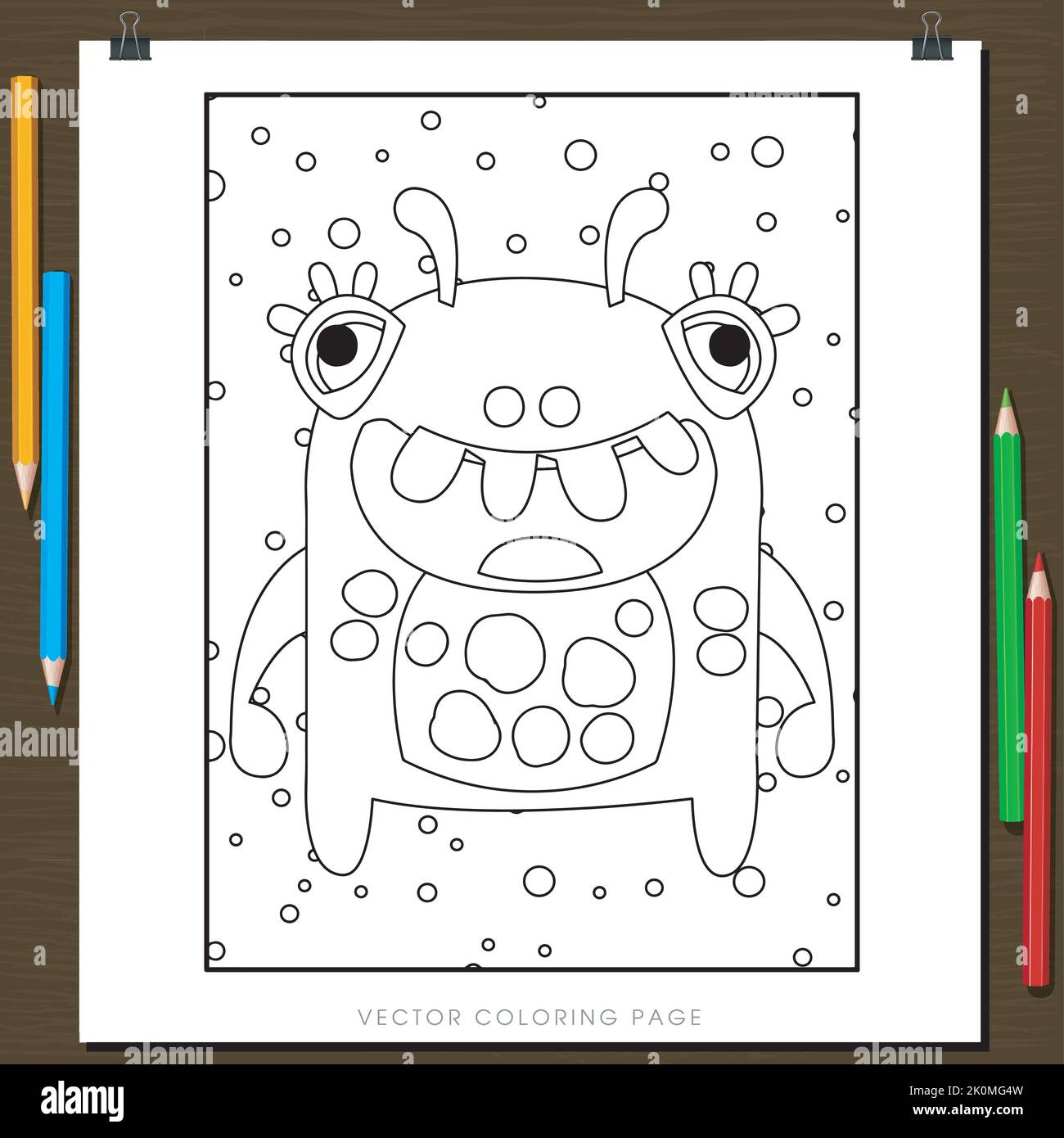 Monster vector for coloring page book, activity page for children and ...