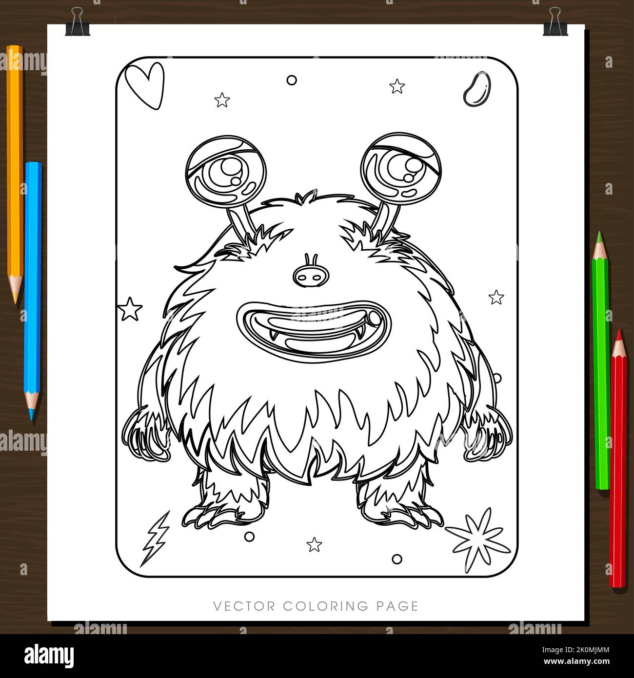 Monster vector for coloring page book, activity page for children and ...