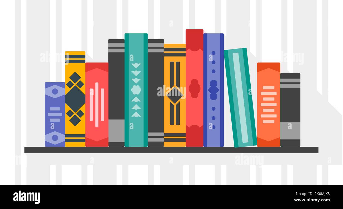 Standing Book in Bookshelf. Various Kind & Colorful of Book in a ...