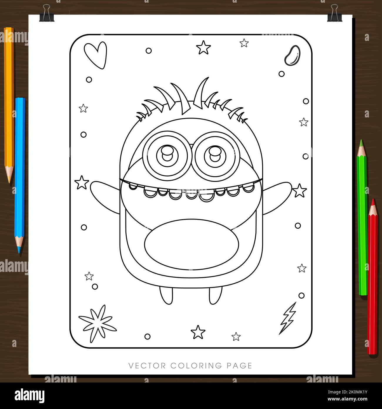 Monster vector for coloring page book, activity page for children and ...