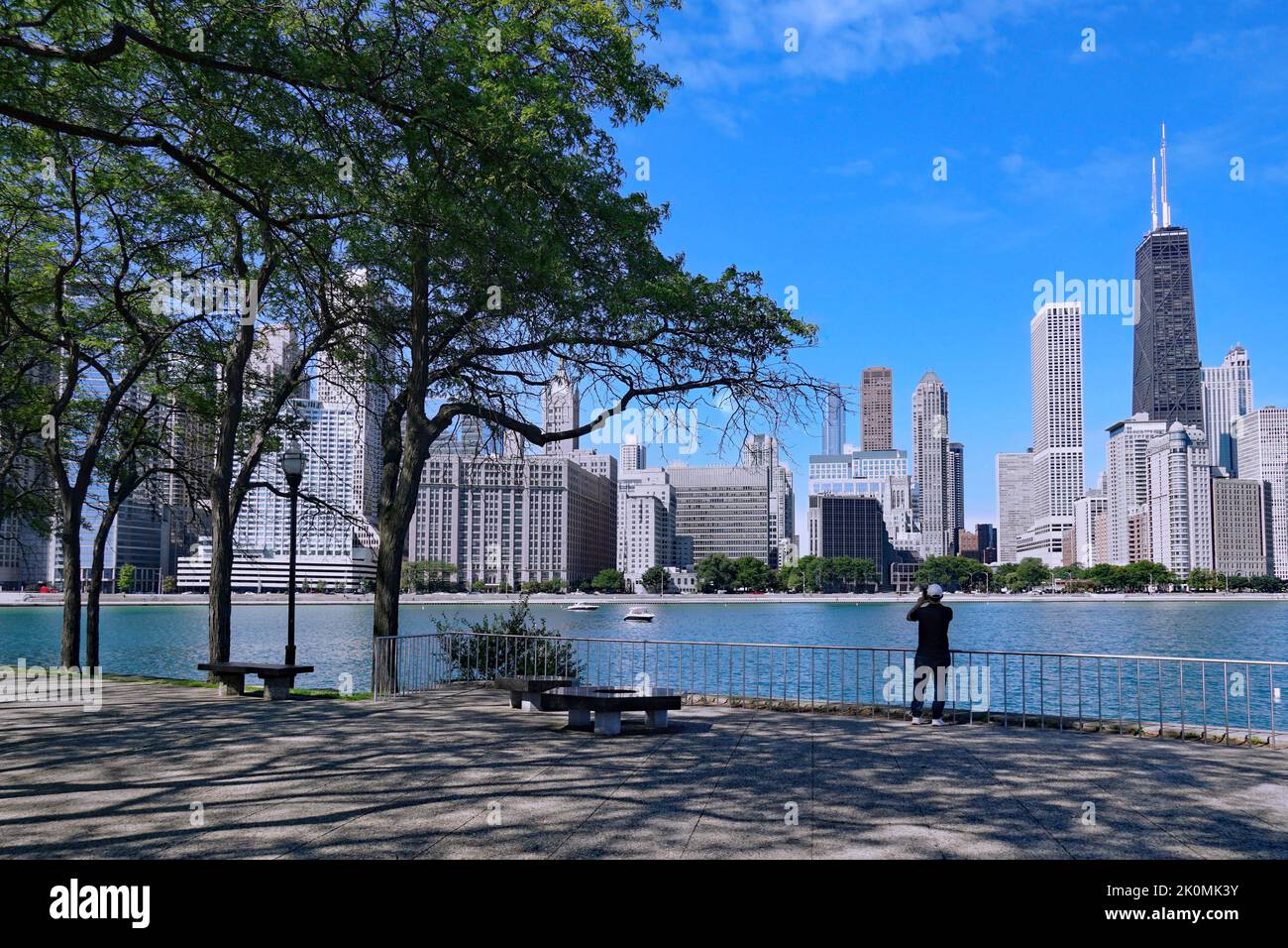 View of Chicago Gold Coast skyline from Milton Olive Park Stock Photo