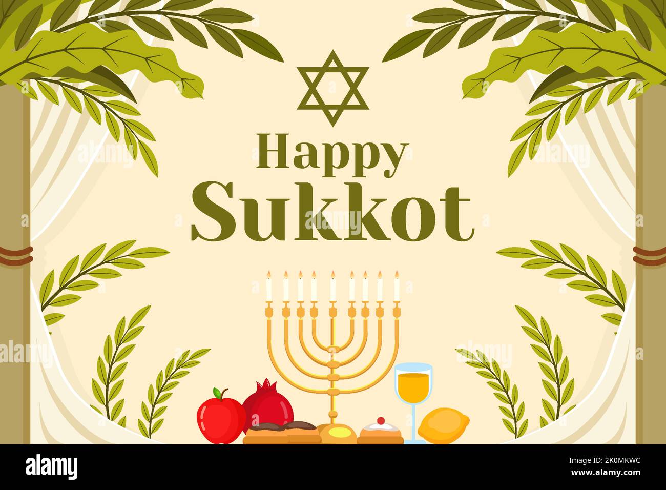 happy sukkot background illustration in flat design Stock Vector Image ...