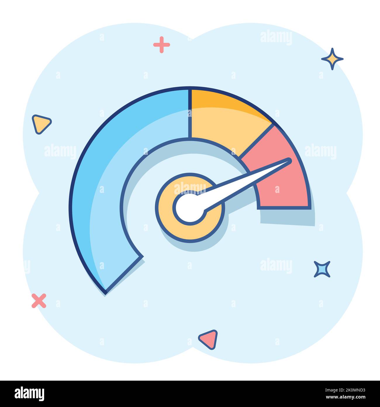 Meter dashboard icon in comic style. Credit score indicator level