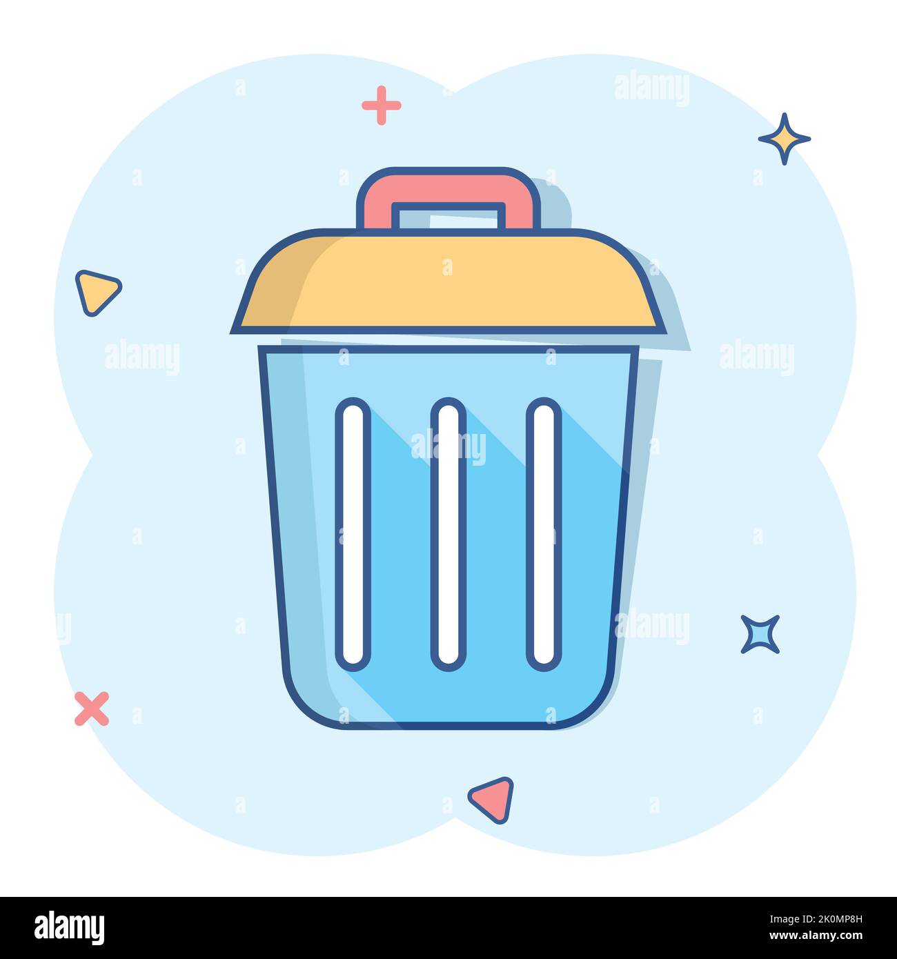Trash bin garbage icon in comic style. Trash bucket vector cartoon