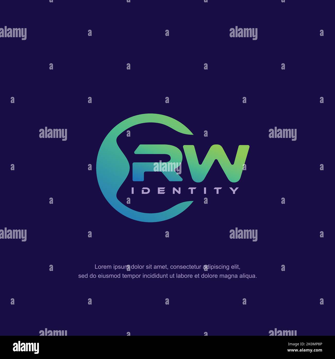 RW Initial letter circular line logo template vector with gradient ...