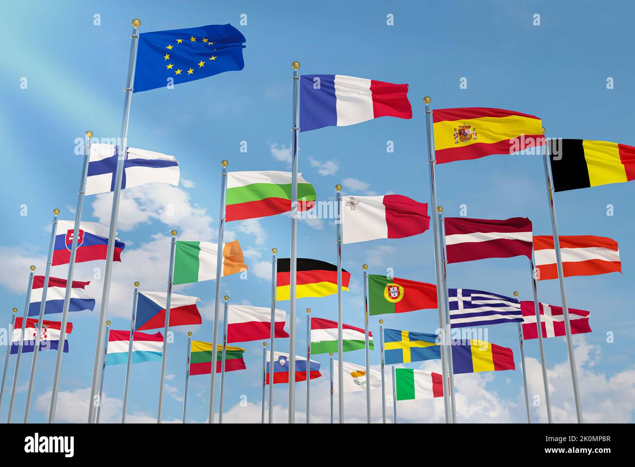 The flag of the European Union with the flags of the European Union ...