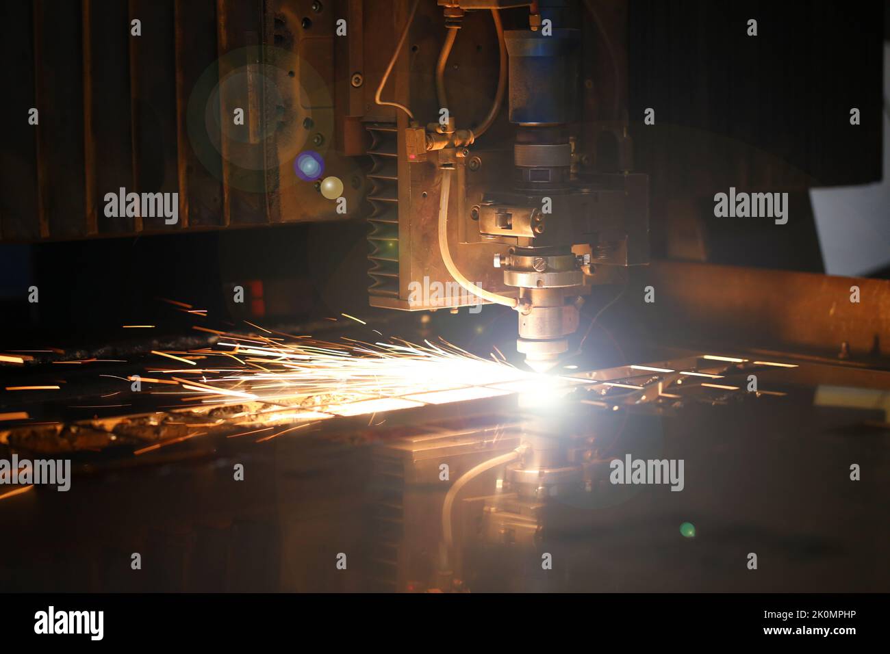 CNC Laser cutting of metal and modern industrial technologies Stock Photo