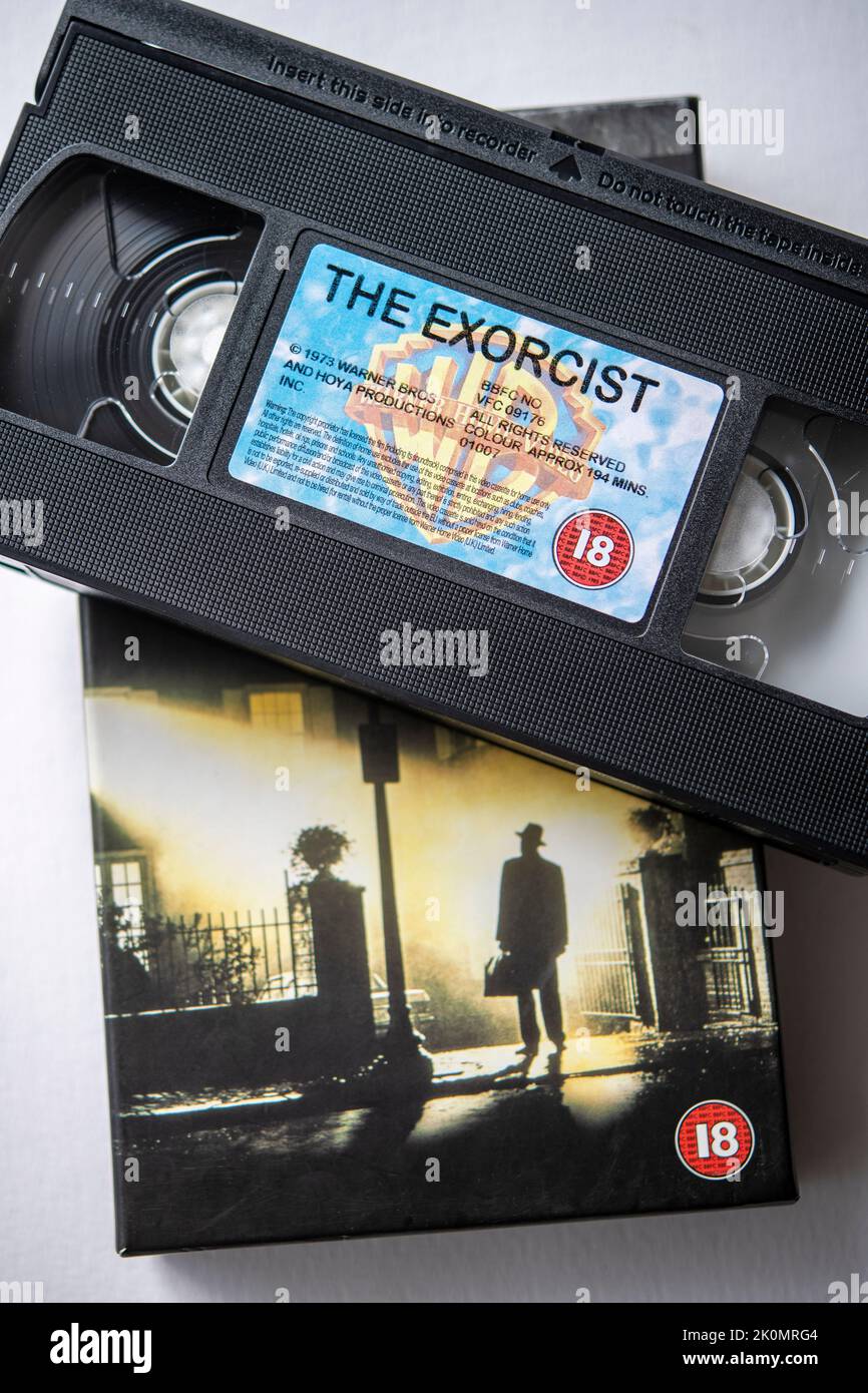 VHS video version of The Exorcist movie, which was originally released in 1973. Stock Photo