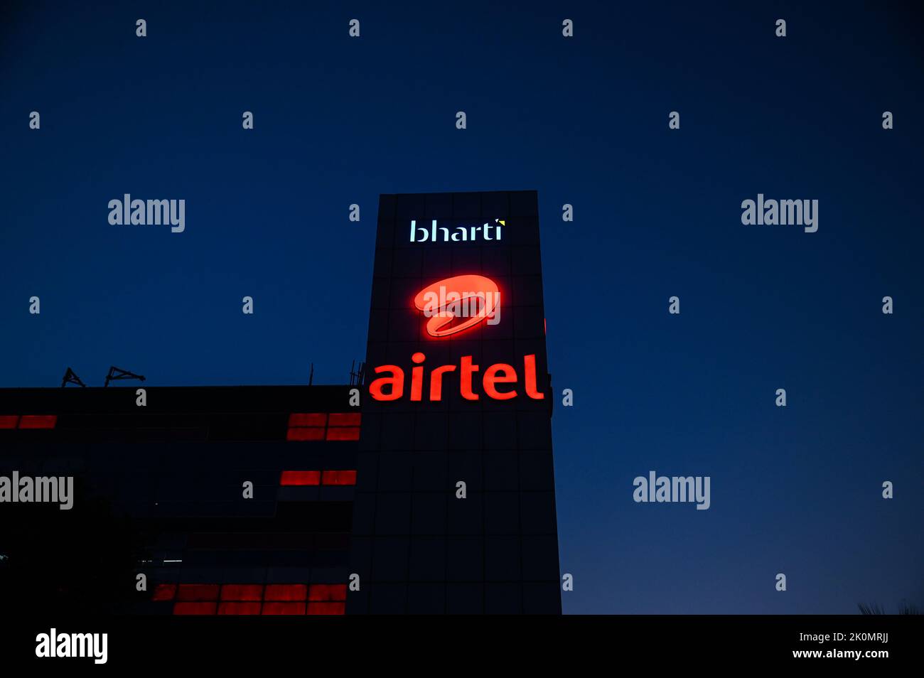 Gurugram, India. 12th Sep, 2022. A Bharti Airtel office building