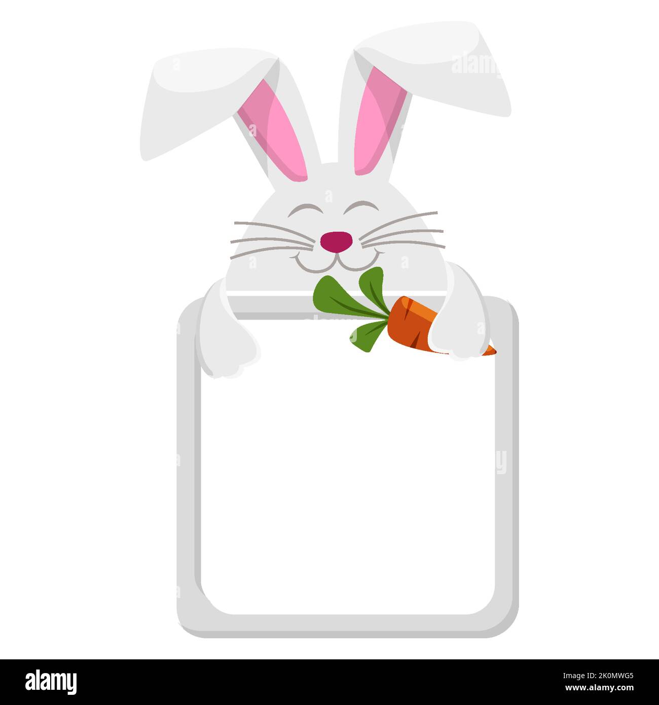 Avatar frame rabbit or hare with carrot, animal square template for