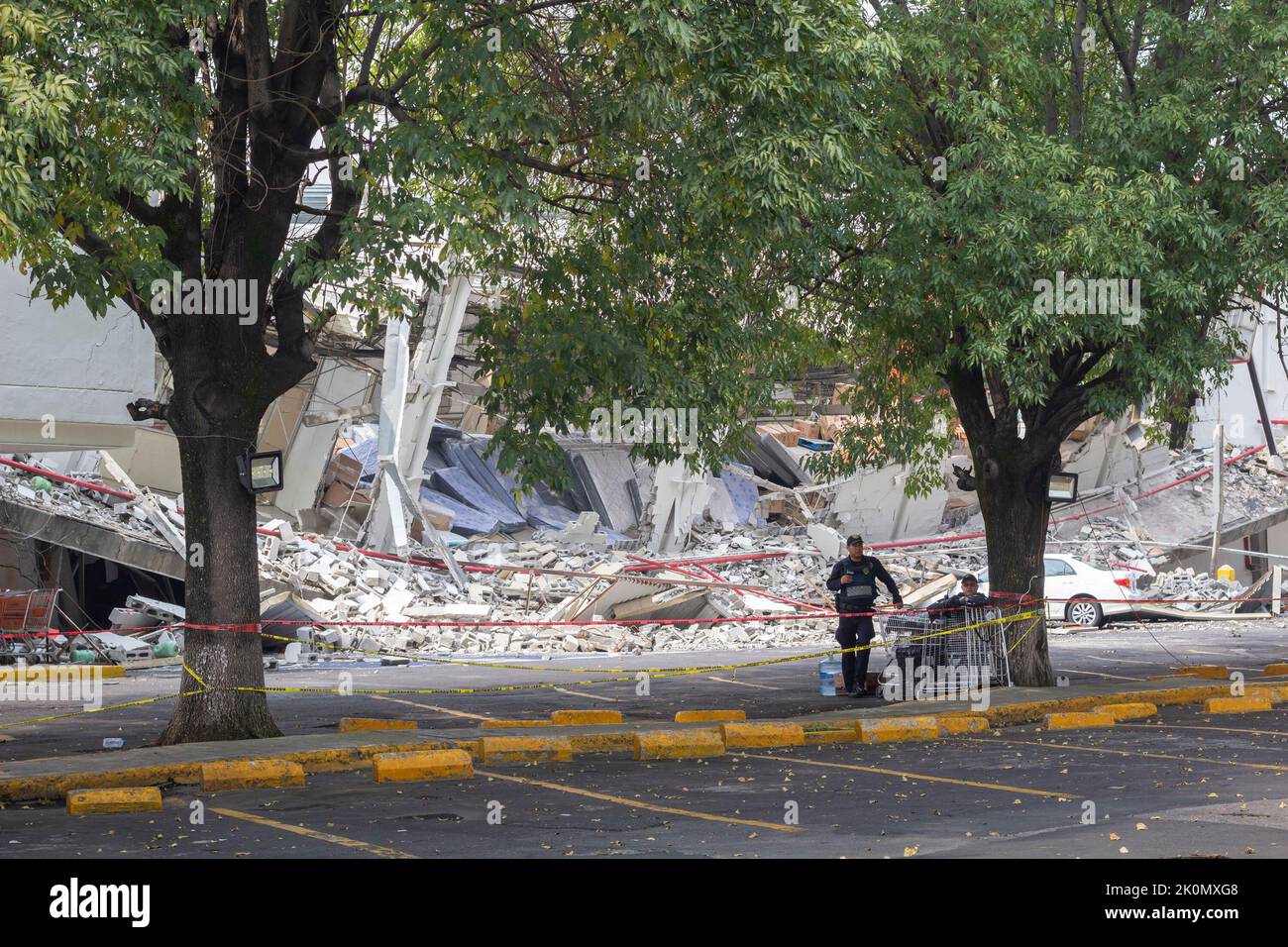 Police Patrolling damaged buildings. In 2017, an 8.1-magnitude ...