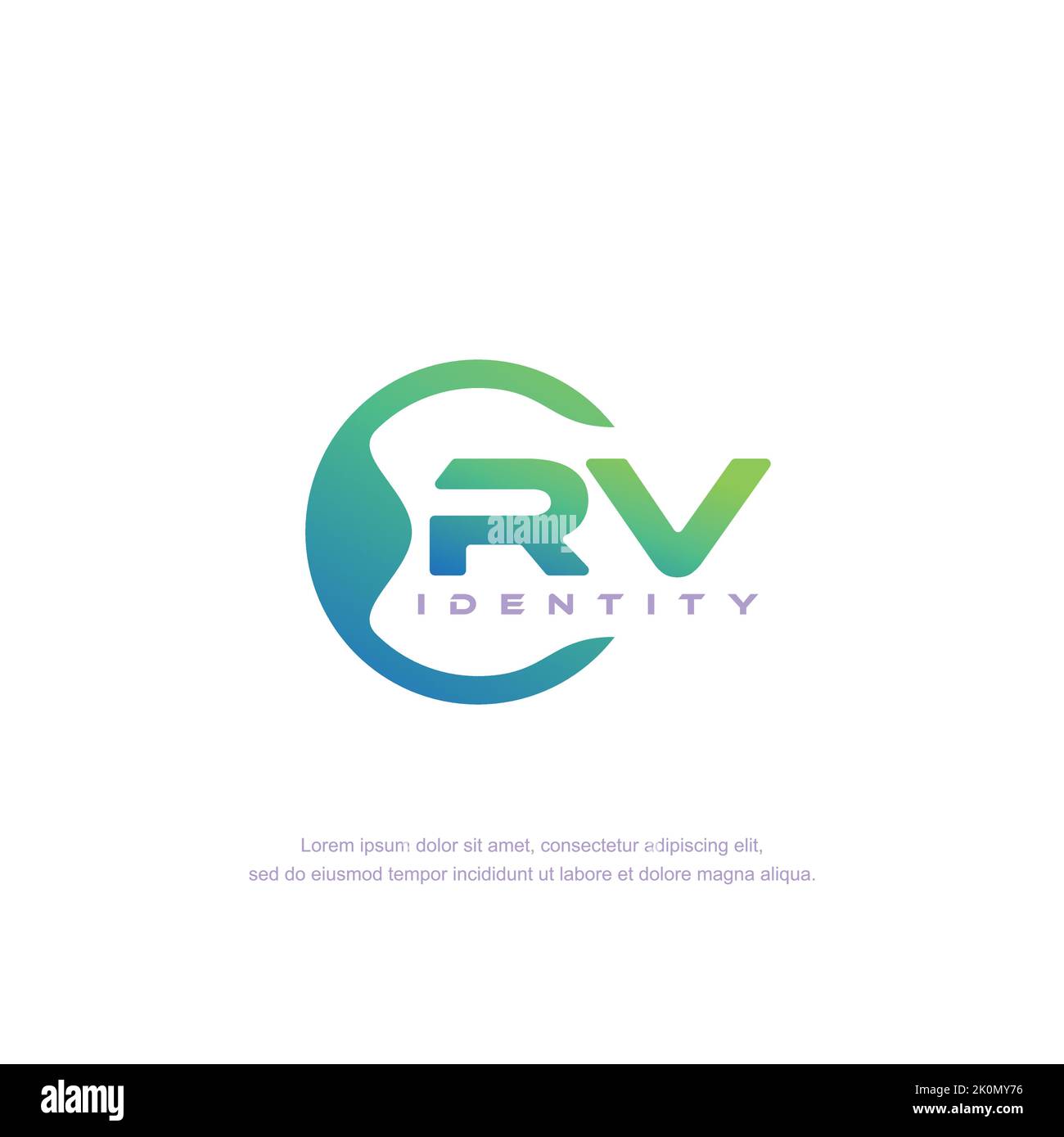 RV Initial letter circular line logo template vector with gradient color Stock Vector