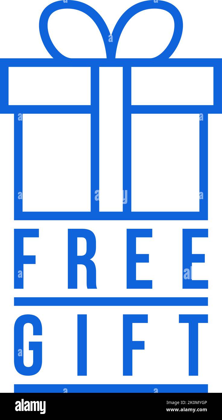 blue free gift thin line logo Stock Vector