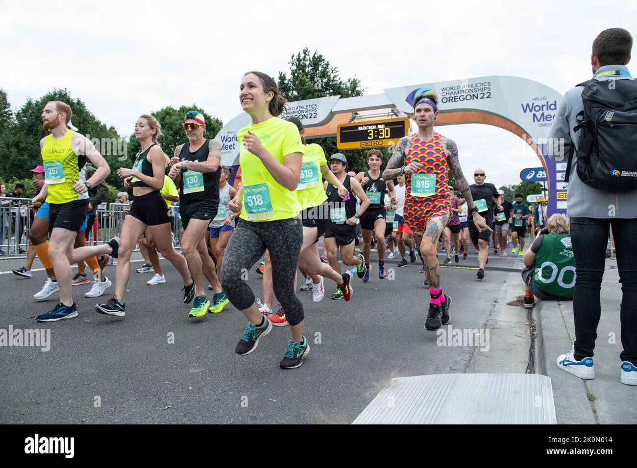 Start of the people’s fun run after the men’s marathon at the World