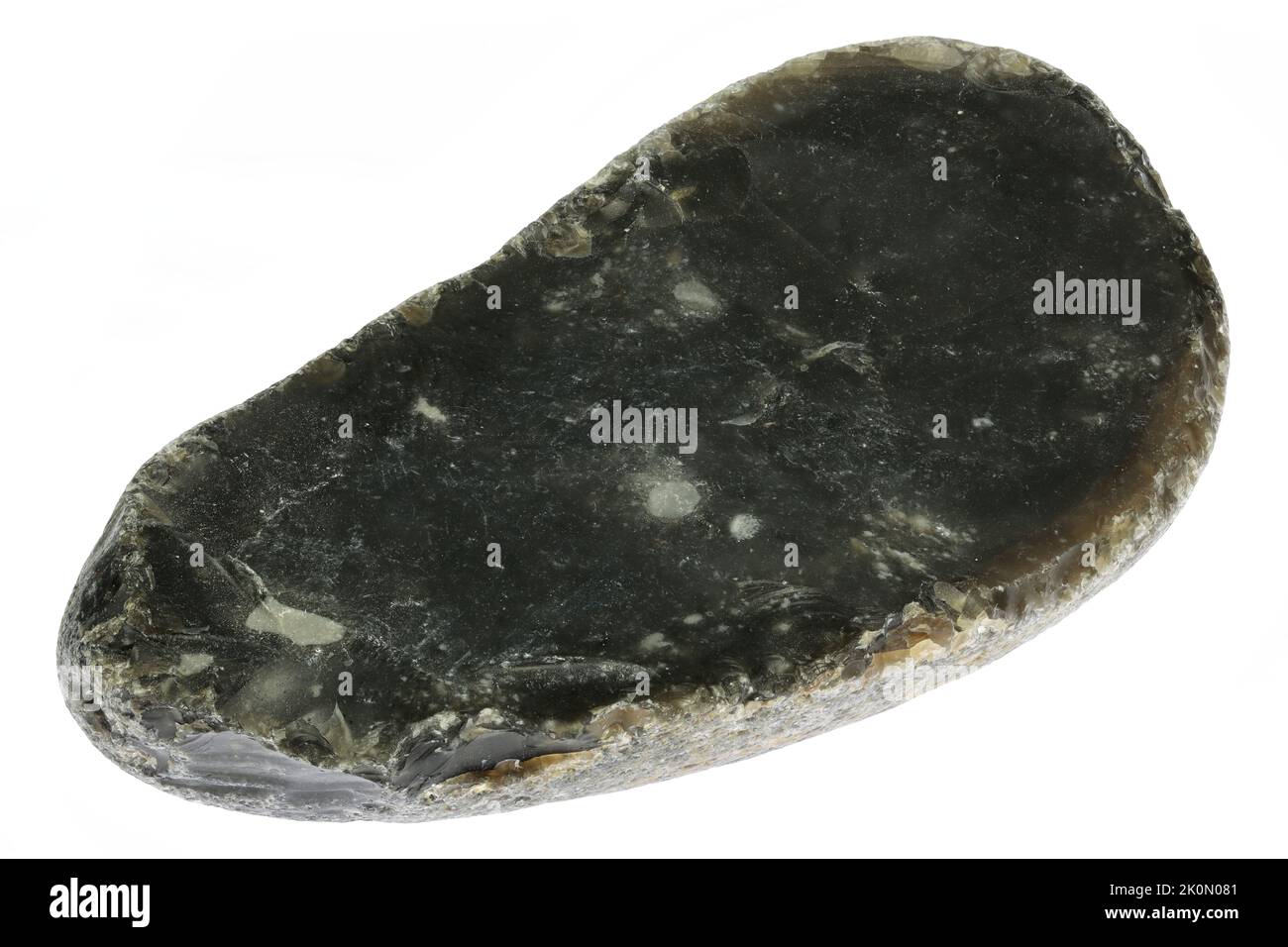 black flint from the Baltic Sea coast in Waabs, Germany isolated on white background Stock Photo