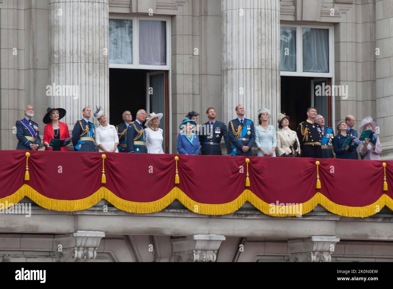 Royal Family on Buckingham Palace Balcony for 100th Anniversary of RAF, July 10 2018 Stock Photo