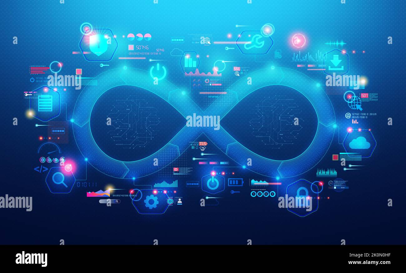 DevOps and DevSecOps - Approach to App Development and IT Operations that Integrates Security as a Shared Responsibility Throughout the Entire IT Life Stock Photo