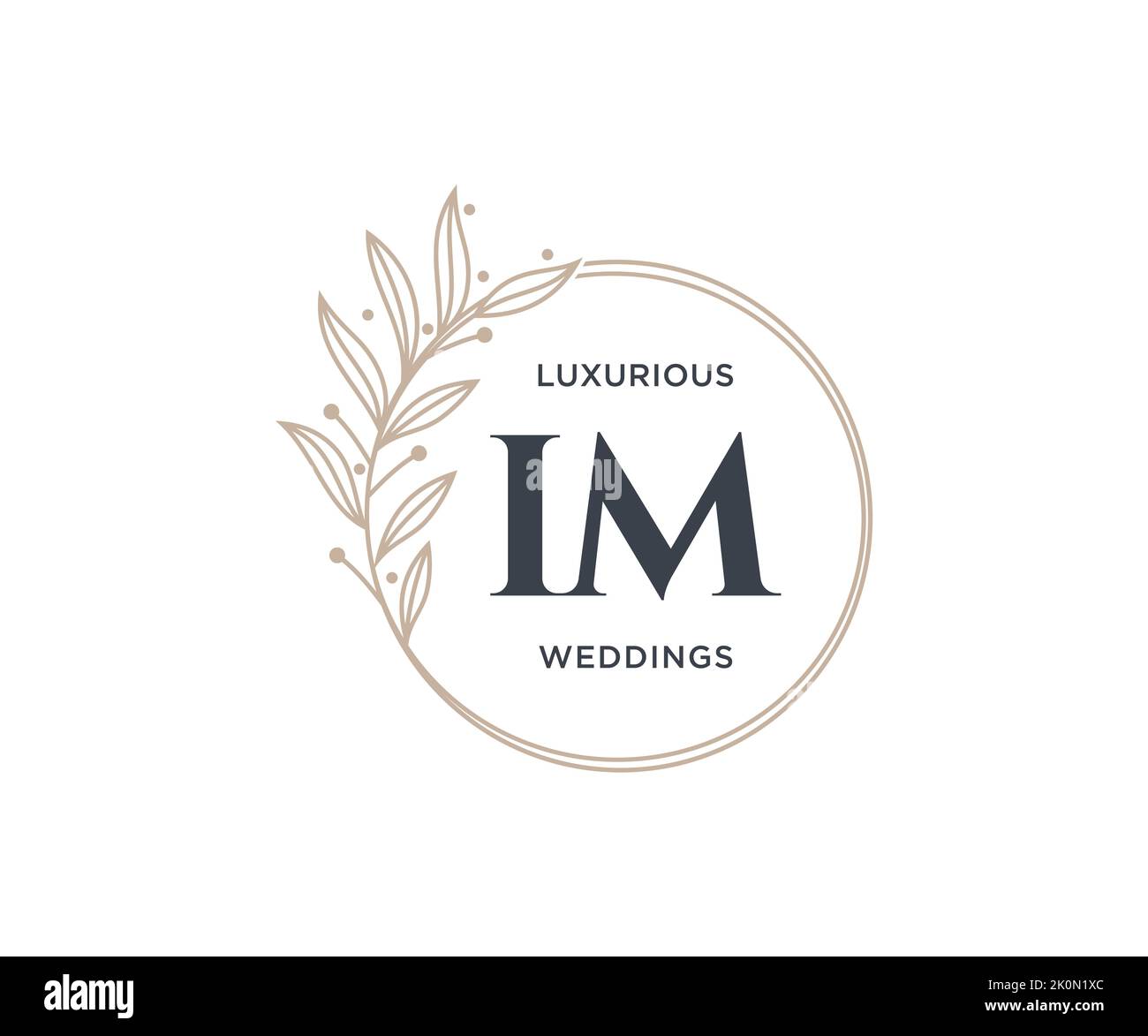 IM Initials letter Wedding monogram logos template, hand drawn modern minimalistic and floral templates for Invitation cards, Save the Date, elegant Stock Vector