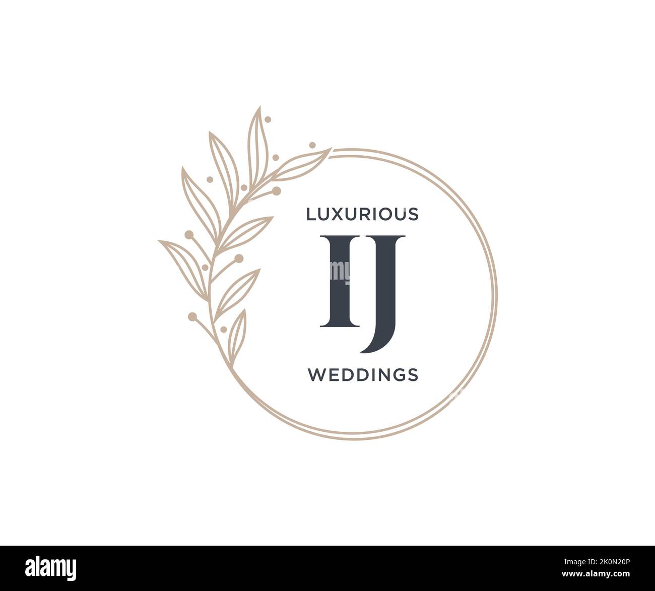 IJ Initials letter Wedding monogram logos template, hand drawn modern minimalistic and floral templates for Invitation cards, Save the Date, elegant Stock Vector