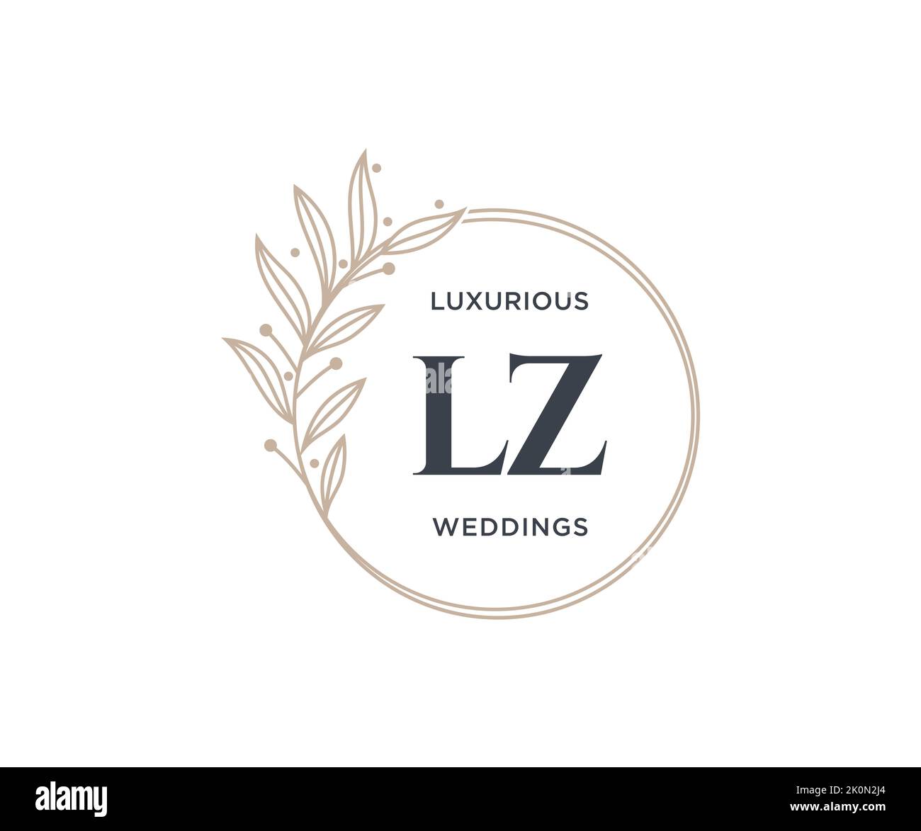 LZ Initials letter Wedding monogram logos template, hand drawn modern minimalistic and floral templates for Invitation cards, Save the Date, elegant Stock Vector