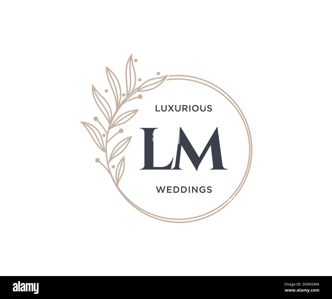 LM Initials letter Wedding monogram logos template, hand drawn modern minimalistic and floral templates for Invitation cards, Save the Date, elegant Stock Vector