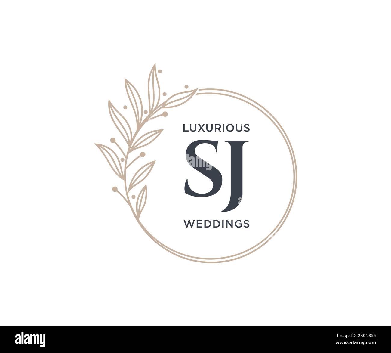 SJ Initials letter Wedding monogram logos template, hand drawn modern minimalistic and floral templates for Invitation cards, Save the Date, elegant Stock Vector