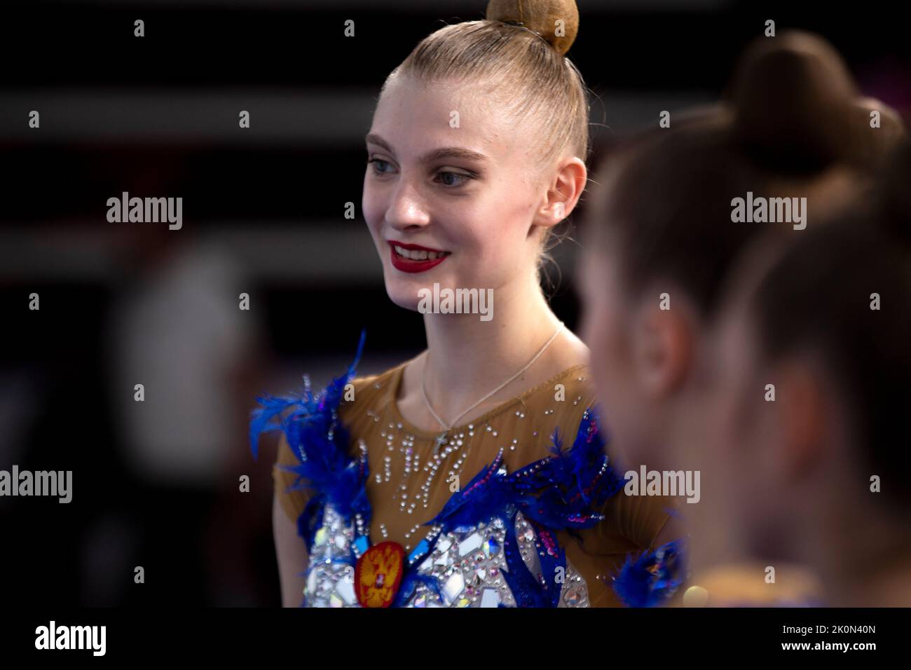Moscow, Russia. 12th of September, 2022. Athletes of the Russian national team perform in a qualification at the 2022 All-Russian Summer Spartakiad in Rhythmic Gymnastics at Irina Viner-Usmanova Gymnastics Palace in Luzhniki in Moscow, Russia. Nikolay Vinokurov/Alamy Live News Stock Photo