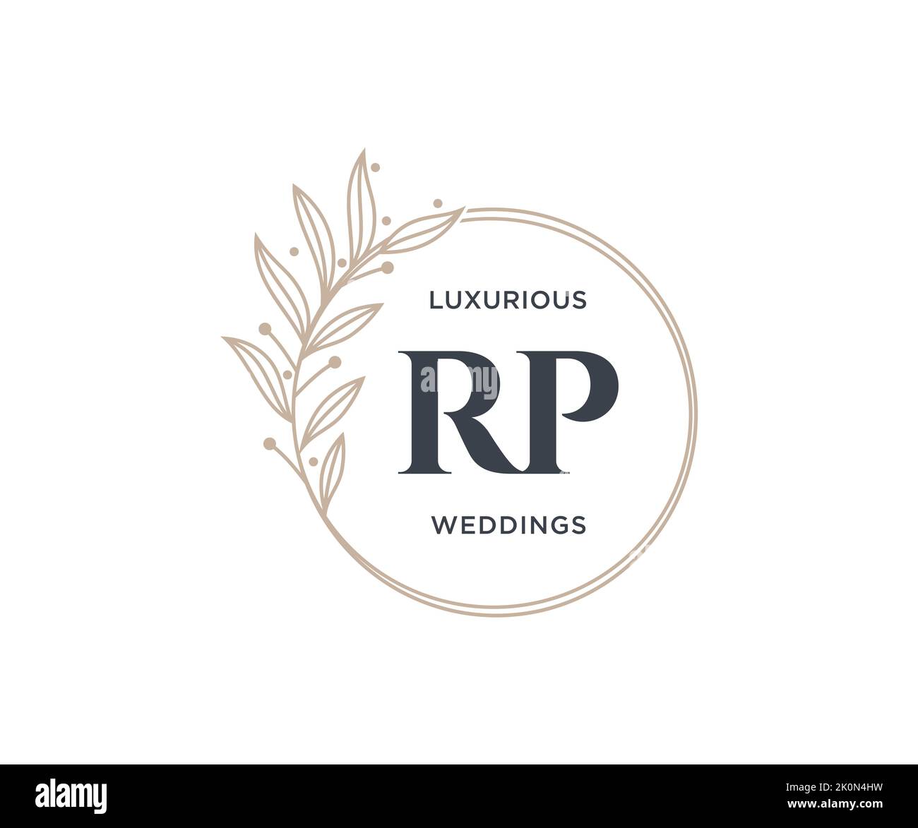 RP Initials letter Wedding monogram logos template, hand drawn modern minimalistic and floral templates for Invitation cards, Save the Date, elegant Stock Vector