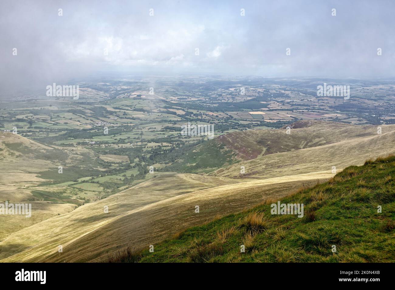 Cwm Llwch in cloud below Pen y Fan, Brecon Beacons, Powys, Wales, UK Stock Photo