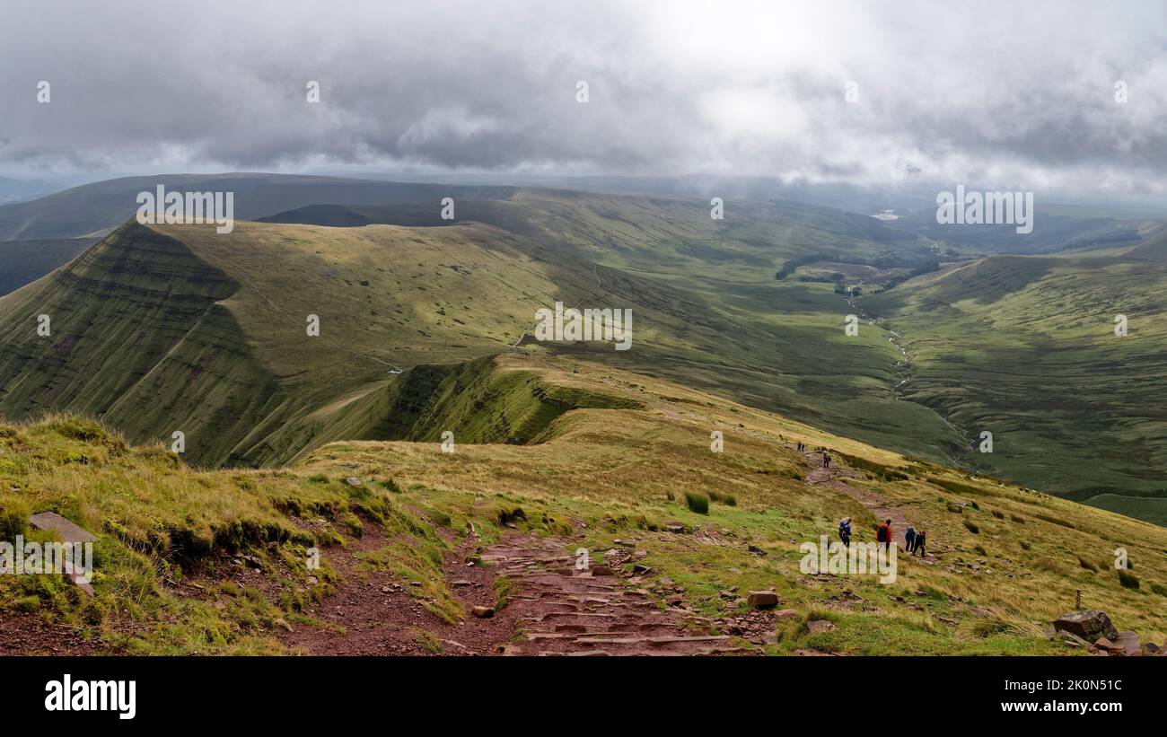 Cribyn (795M) with Neuadd Valley & Taf Fechan viewed from Pen y Fan, Brecon Beacons, Powys, Wales, UK Stock Photo