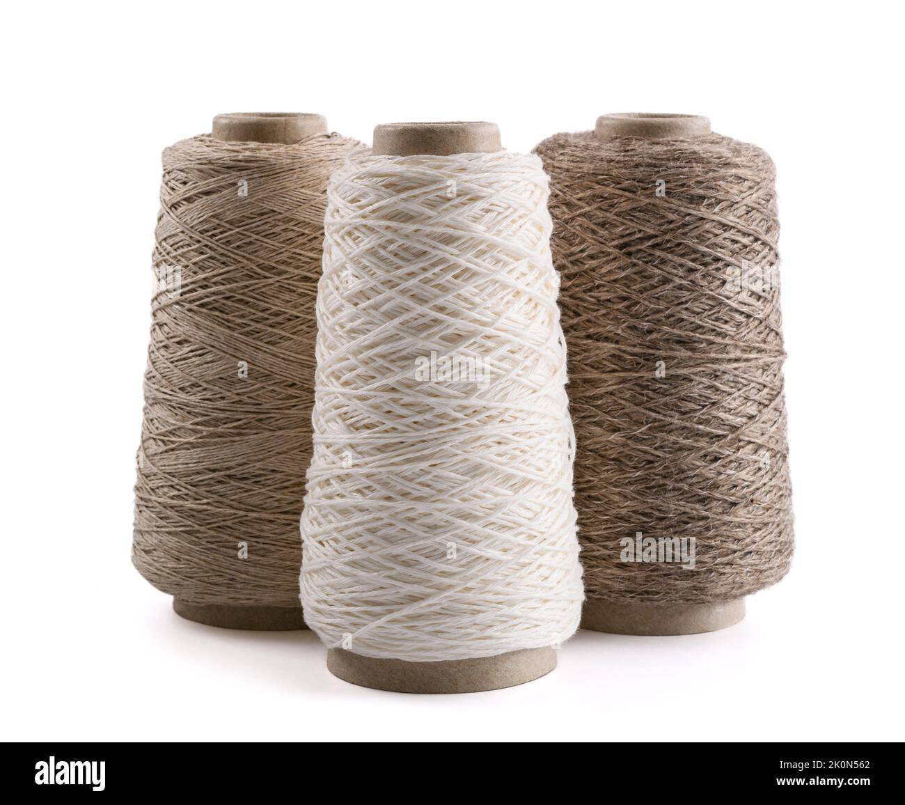 Bobbins of yarn  isolated on  white background. Stock Photo