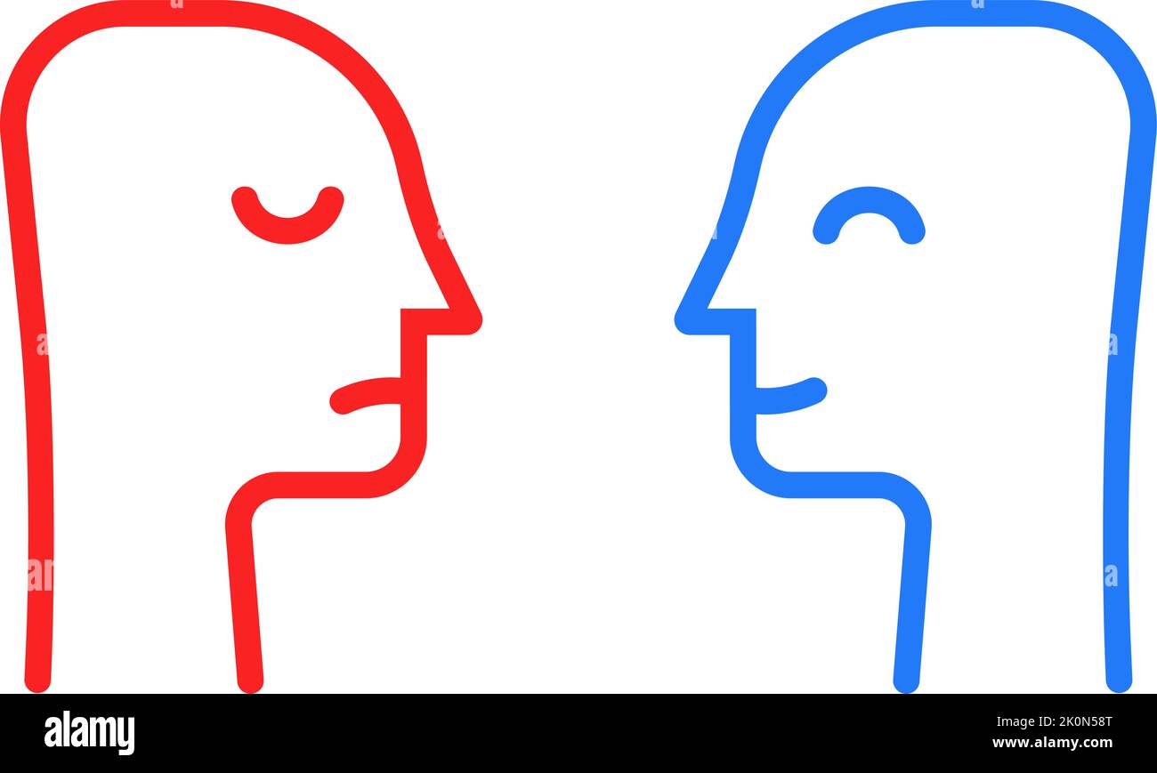 blue and red head like positive or negative Stock Vector