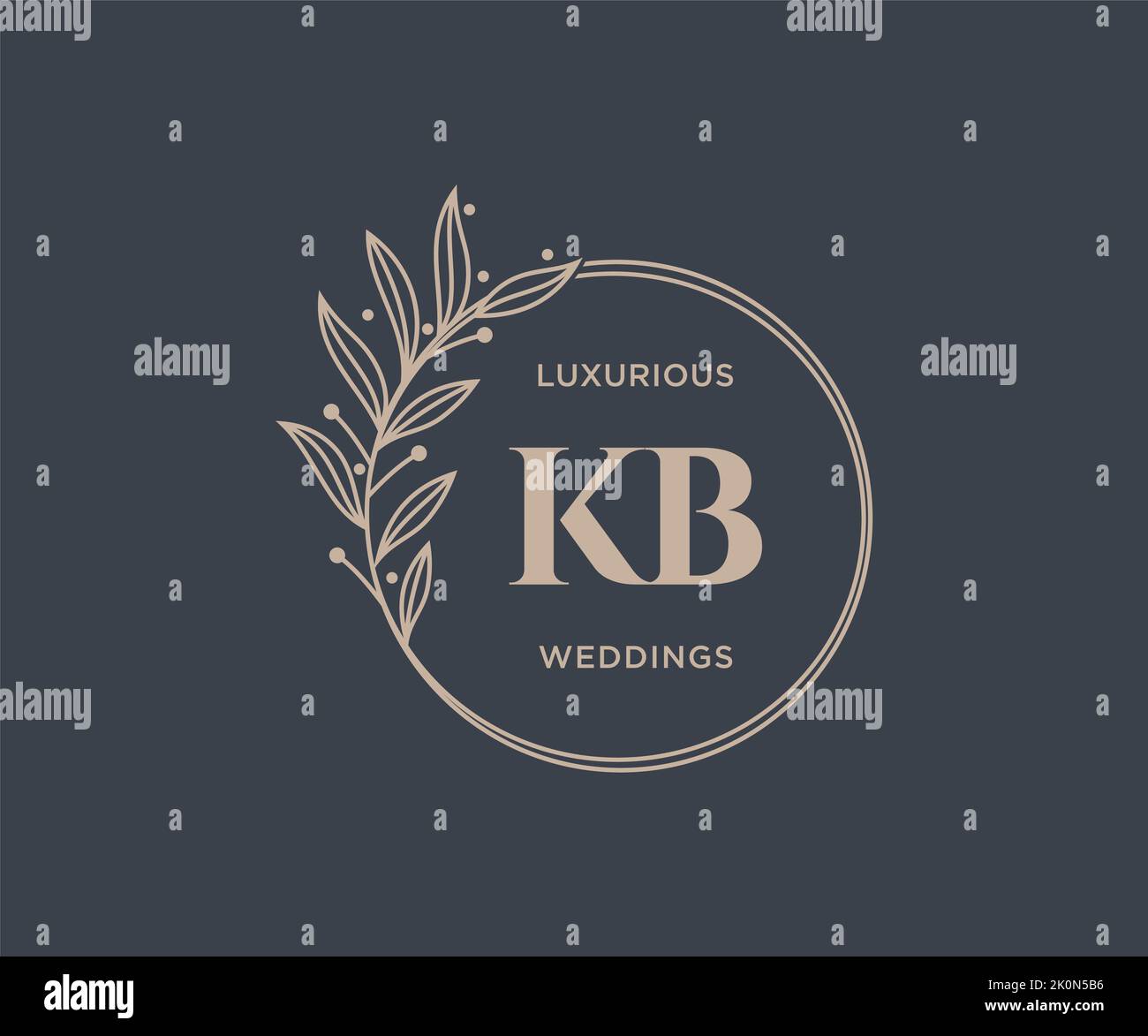 KB Initials letter Wedding monogram logos template, hand drawn modern minimalistic and floral templates for Invitation cards, Save the Date, elegant Stock Vector