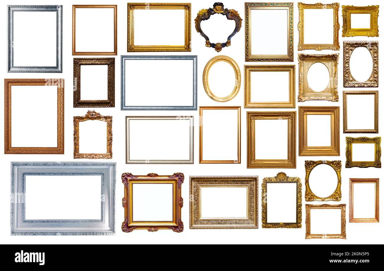 set of golden art frames Stock Photo - Alamy