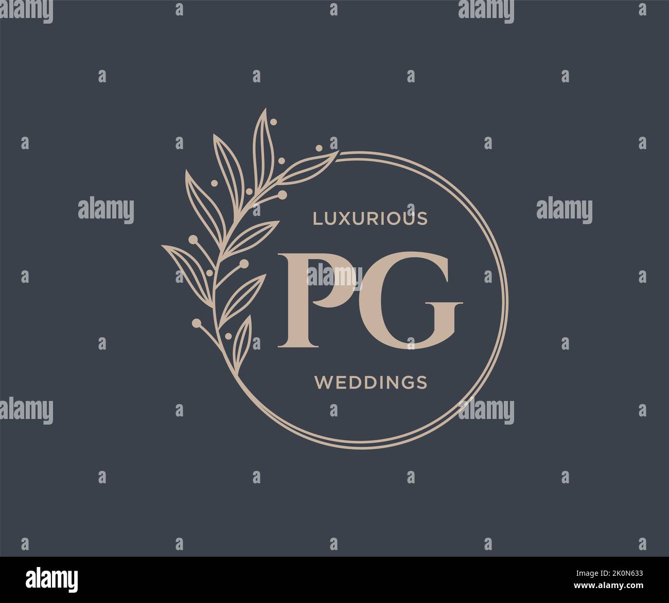PG Initials letter Wedding monogram logos template, hand drawn modern minimalistic and floral templates for Invitation cards, Save the Date, elegant Stock Vector