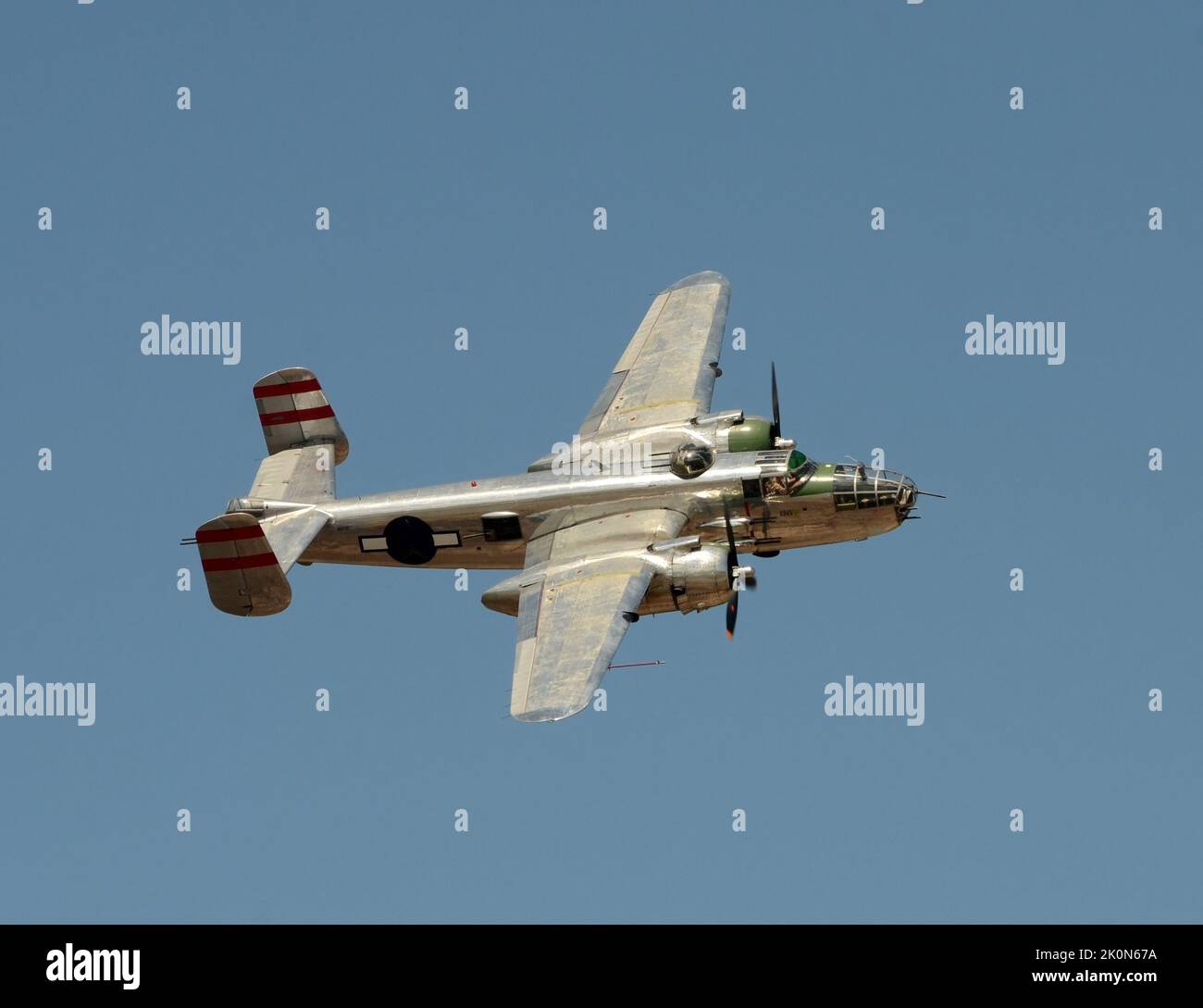 Light American bomber from World War II photographed in flight Stock Photo