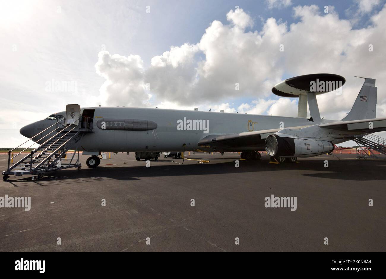 Reconnaisance airplane from the air force prepares for mission Stock Photo