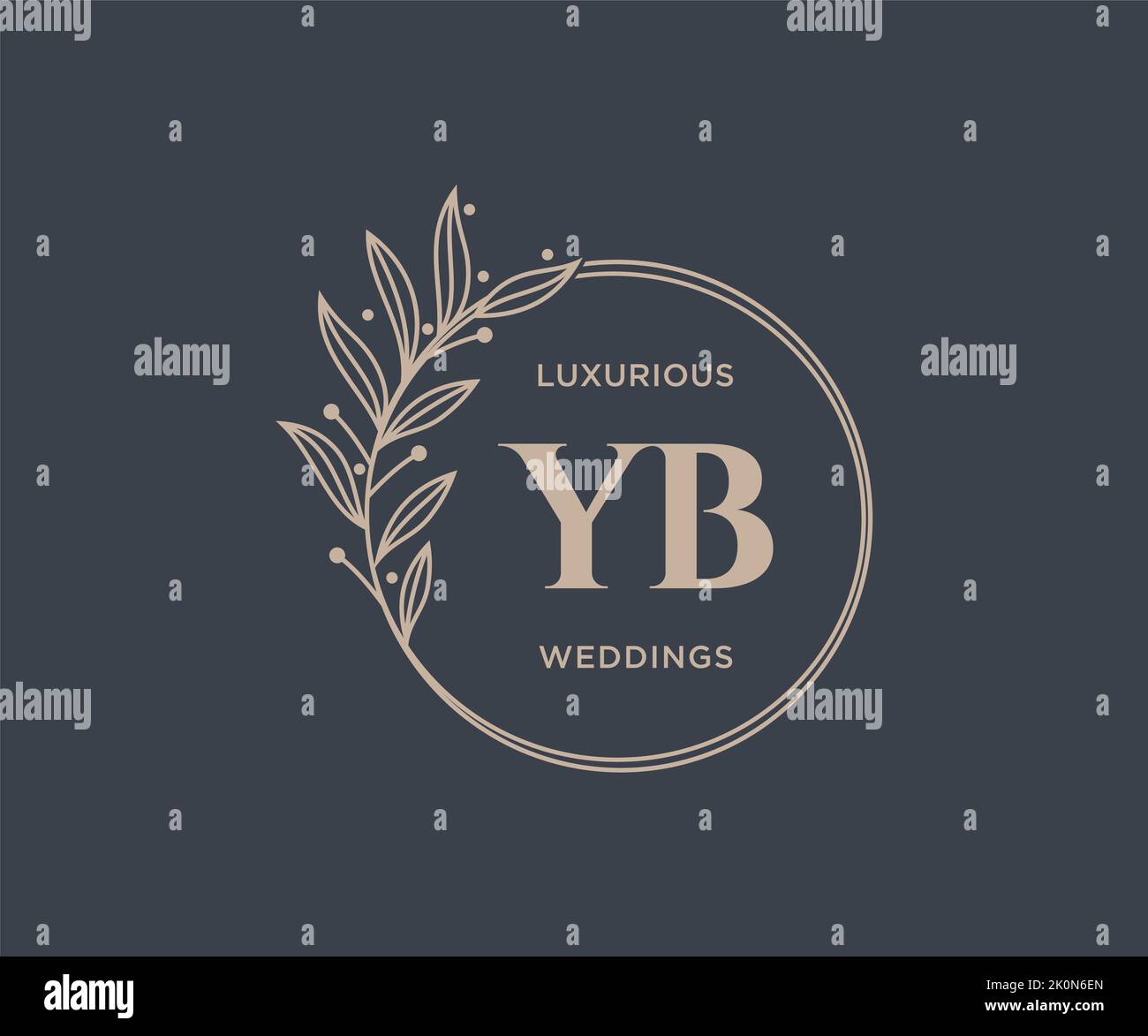 YB Initials letter Wedding monogram logos template, hand drawn modern minimalistic and floral templates for Invitation cards, Save the Date, elegant Stock Vector