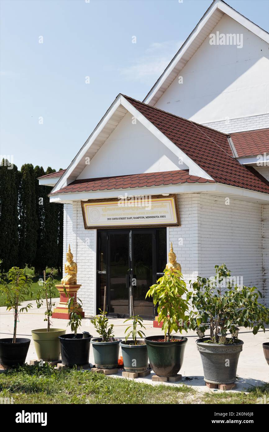 The Cambodian Buddhist Monk Society Building,at Watt Munisotaram Cambodian Buddhist Monastery in Hampton, Minnesota. Stock Photo